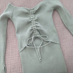 Sage Green Ribbed Knit Dress